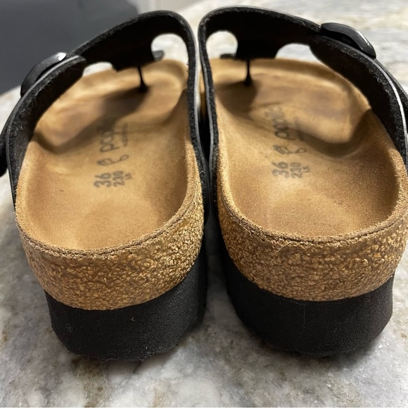Papillio Birkenstock Gizeh Flex Vegan Platform Thong Sandals Black Size 36 L5 - Picture 8 of 10